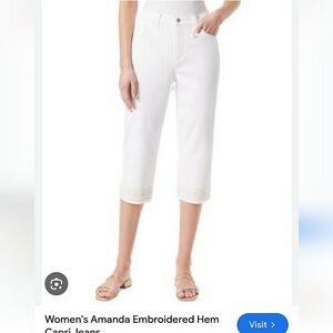 Amanda Gloria Vanderbelilt Embroidered Hem Capri Soft Slimming Spring Jeans 14